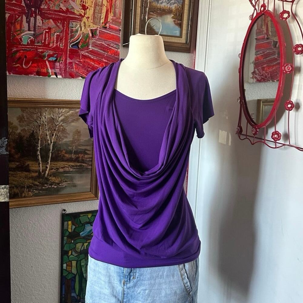 ripe dark purple short sleeve blouse